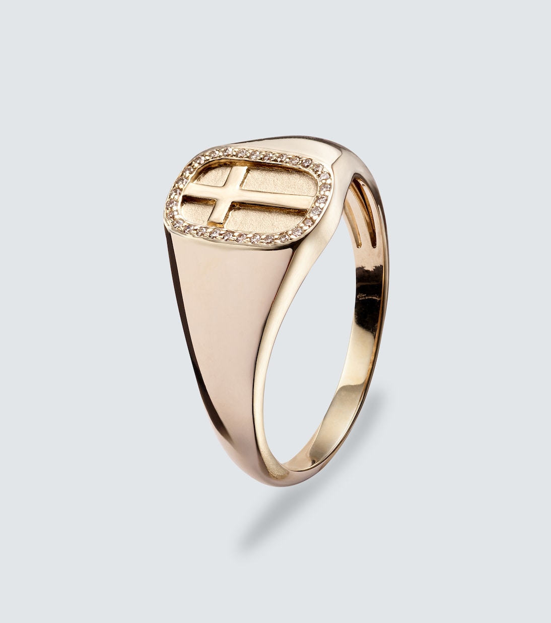 Anello Cross Icon in oro 14kt con diamanti | Sydney Evan