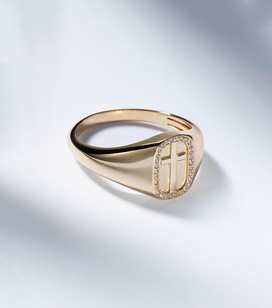 Anello Cross Icon in oro 14kt con diamanti | Sydney Evan