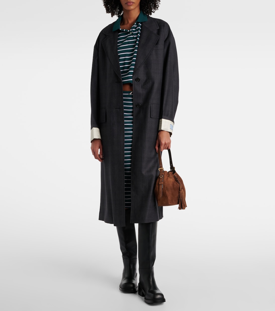 Sac seau Small en daim | Prada