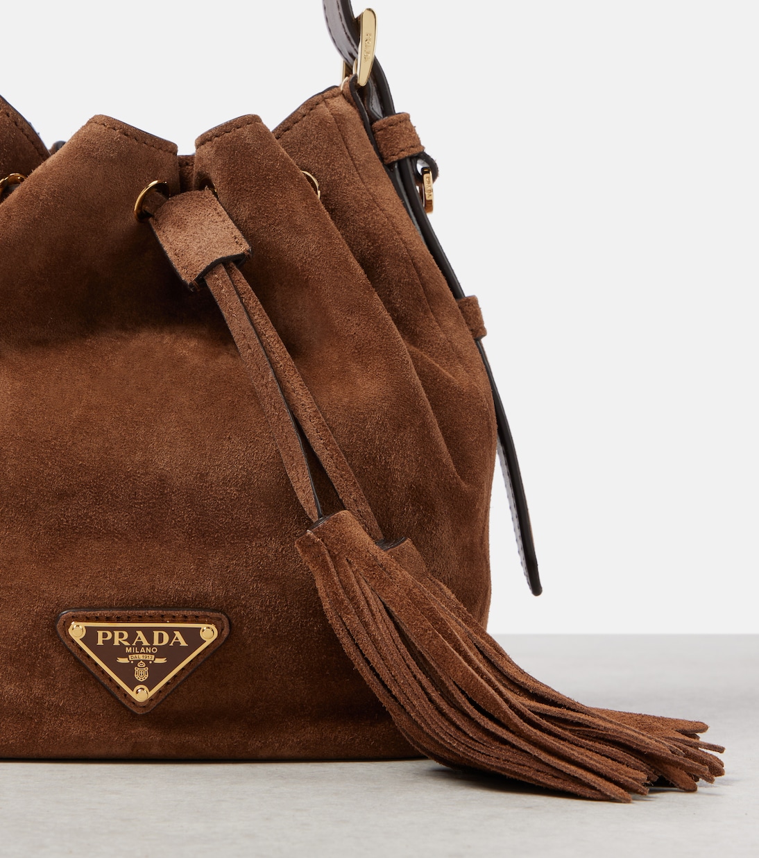 Sac seau Small en daim | Prada