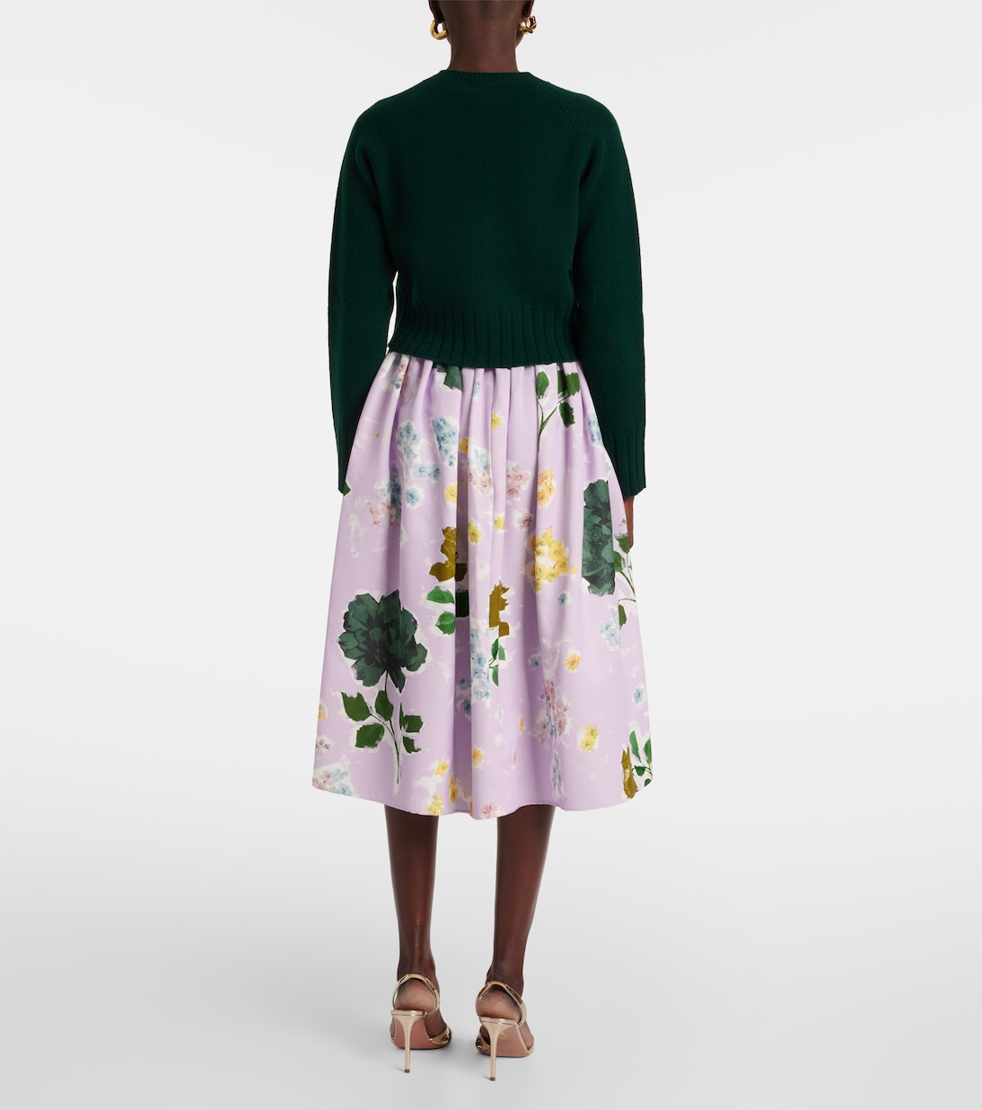 Cardigan raccourci en laine à fleurs | Erdem