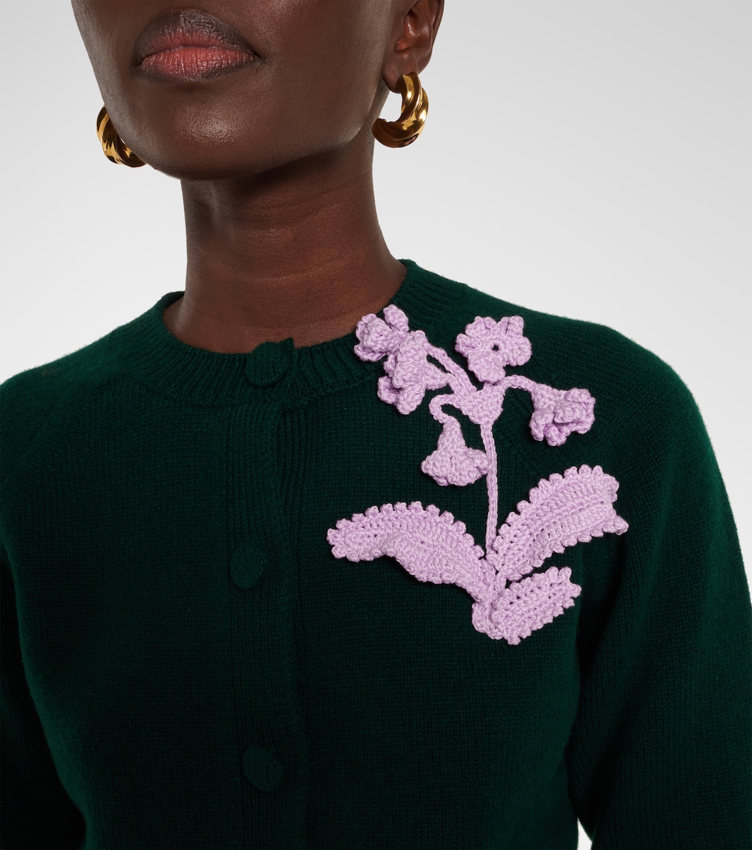 Cardigan raccourci en laine à fleurs | Erdem