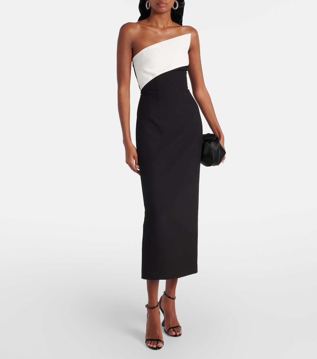Strapless asymmetric crêpe cocktail dress | Roland Mouret