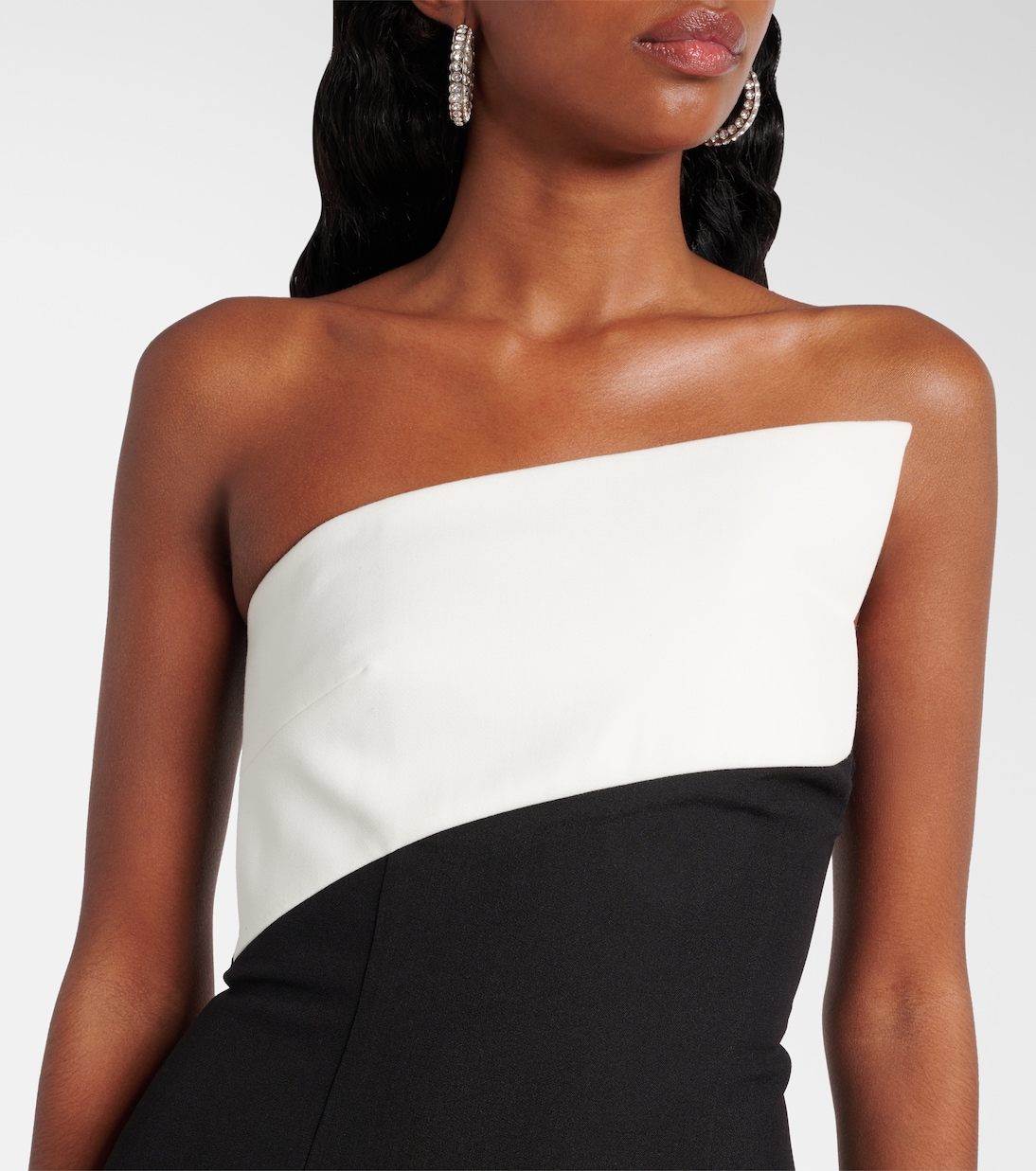 Strapless asymmetric crêpe cocktail dress | Roland Mouret