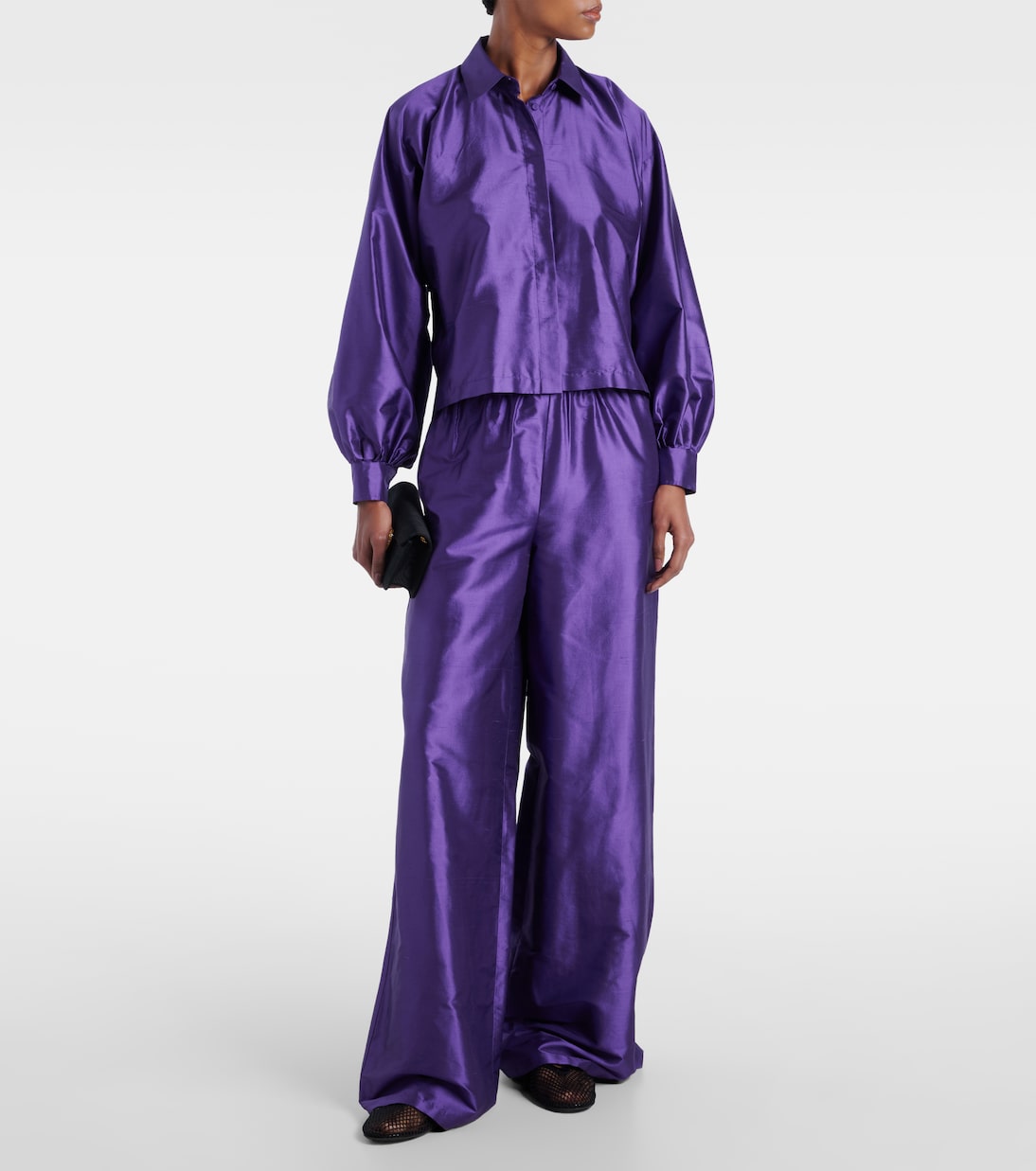 Pantaloni Avio in raso di seta a vita alta | Max Mara