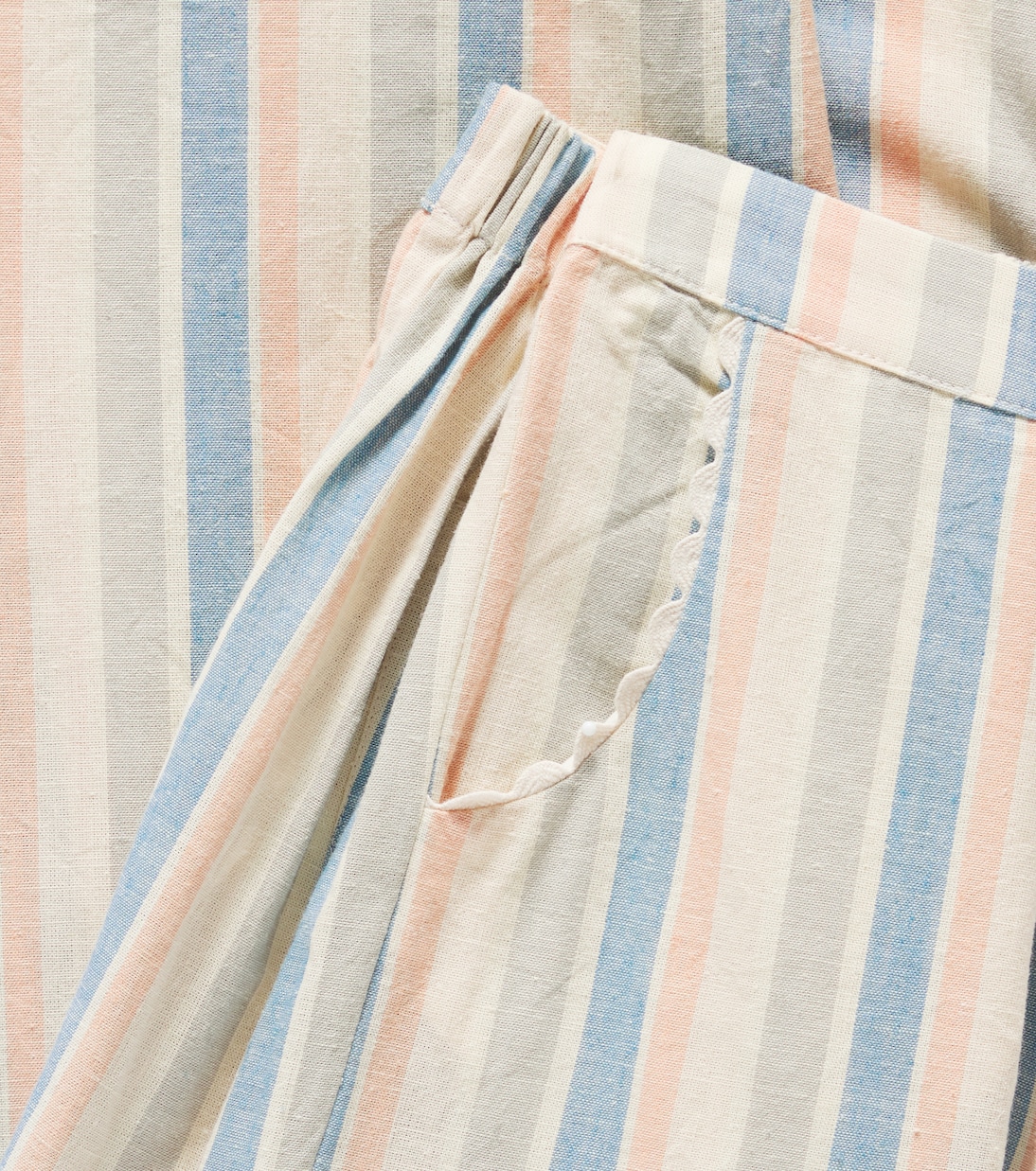 Pantalones Flor de algodón y lino a rayas | Louise Misha