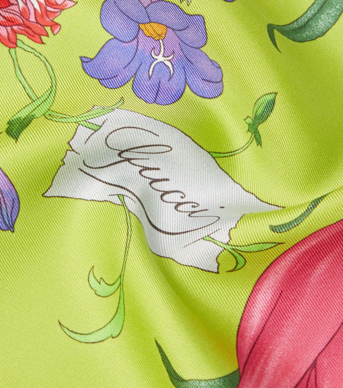 Sciarpa in seta twill GUCCI con motivo floreale per giovani trendsetter
