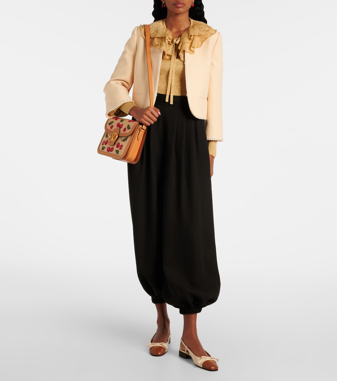 9TO5 Cherryfic raffia-effect shoulder bag | Valentino Garavani
