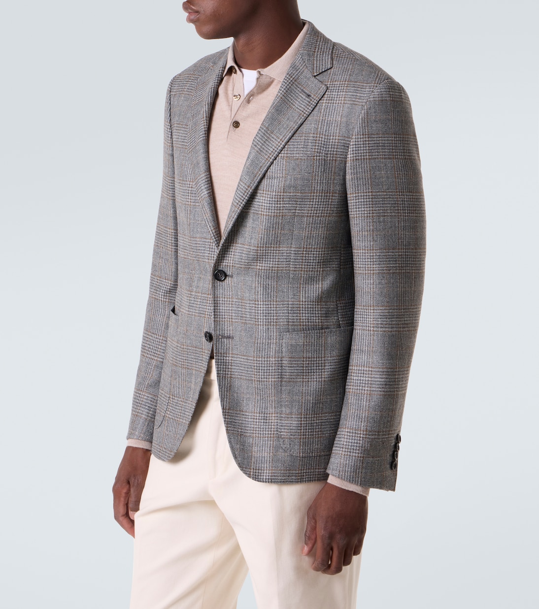 Checked wool, silk, and cashmere blazer | Canali