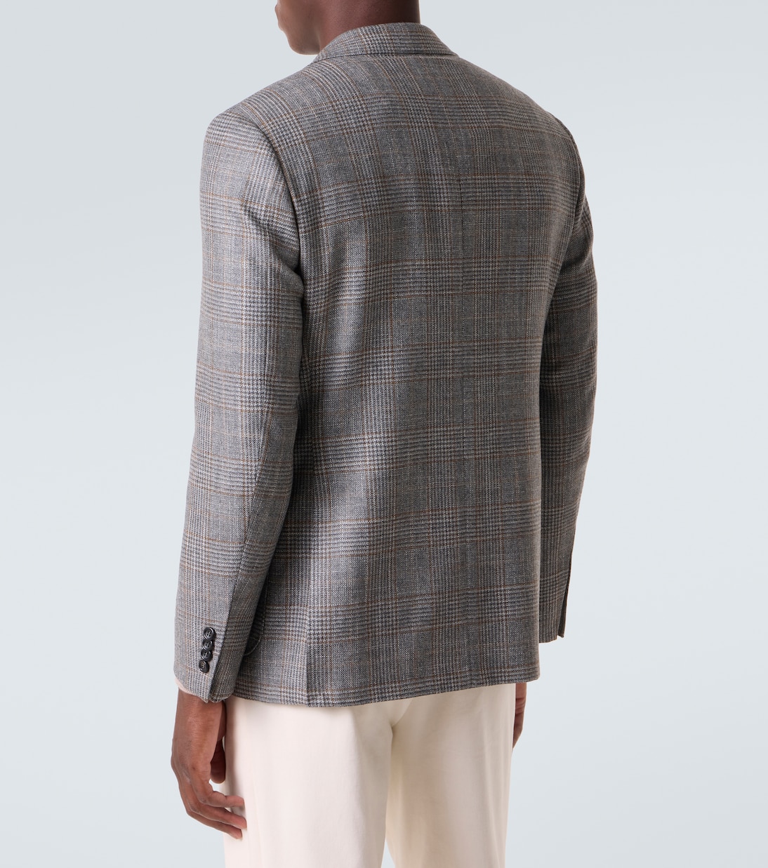 Checked wool, silk, and cashmere blazer | Canali