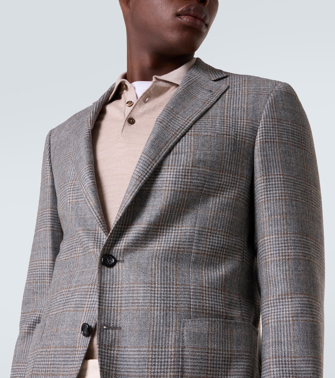 Checked wool, silk, and cashmere blazer | Canali