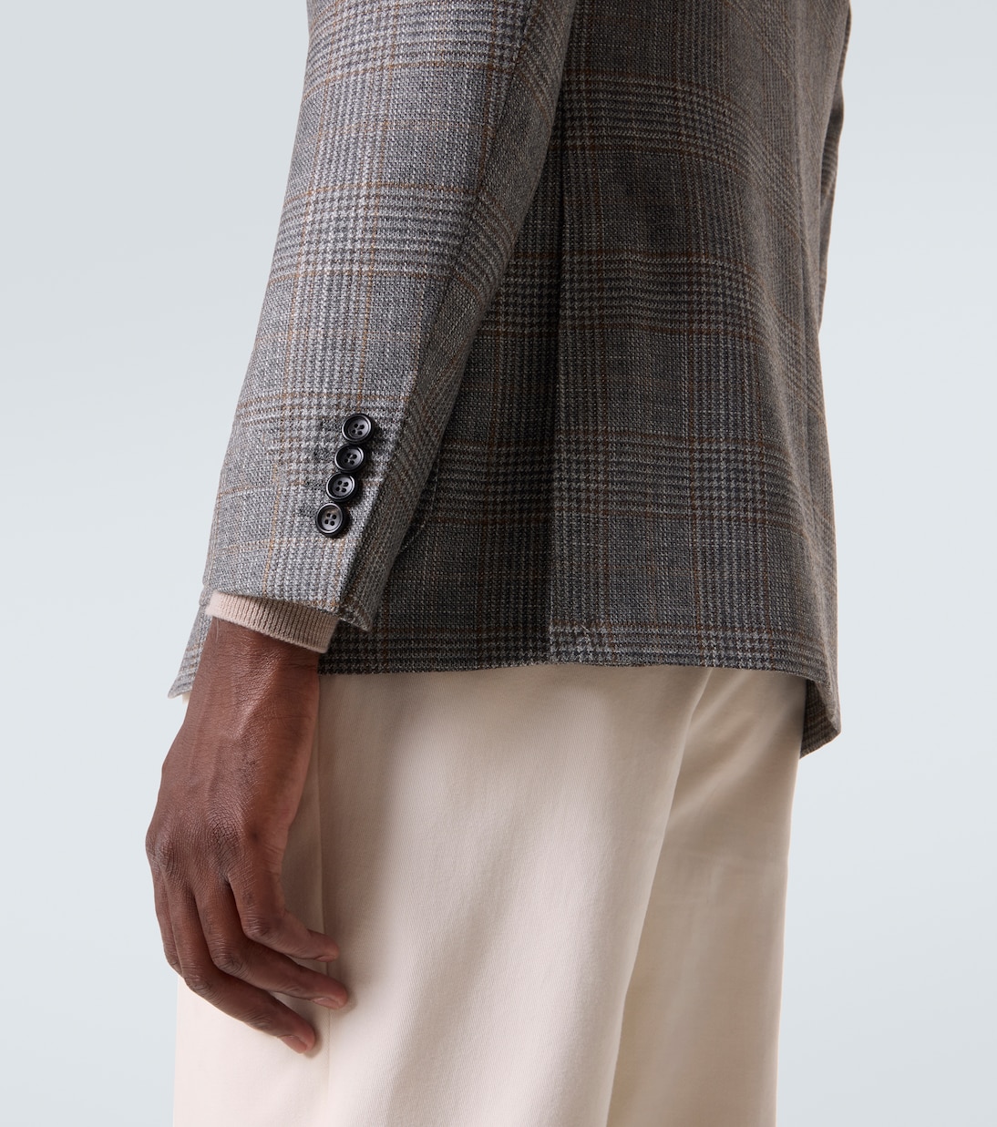 Checked wool, silk, and cashmere blazer | Canali
