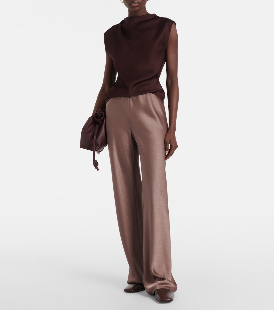 High-rise satin straight pants | Vince