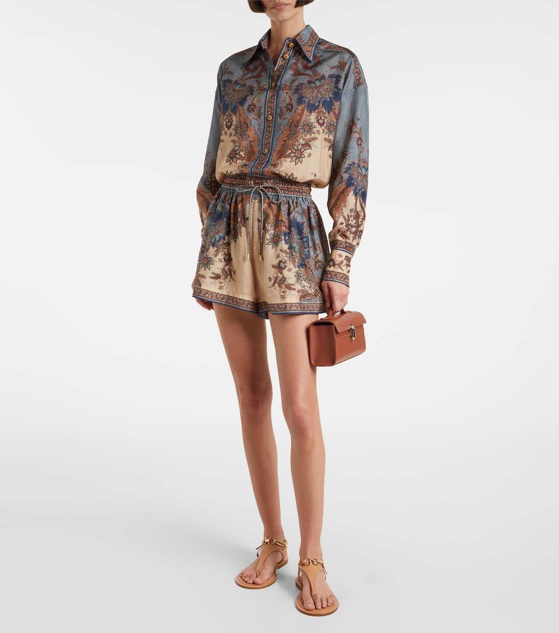 Shorts in seta con stampa paisley | Zimmermann