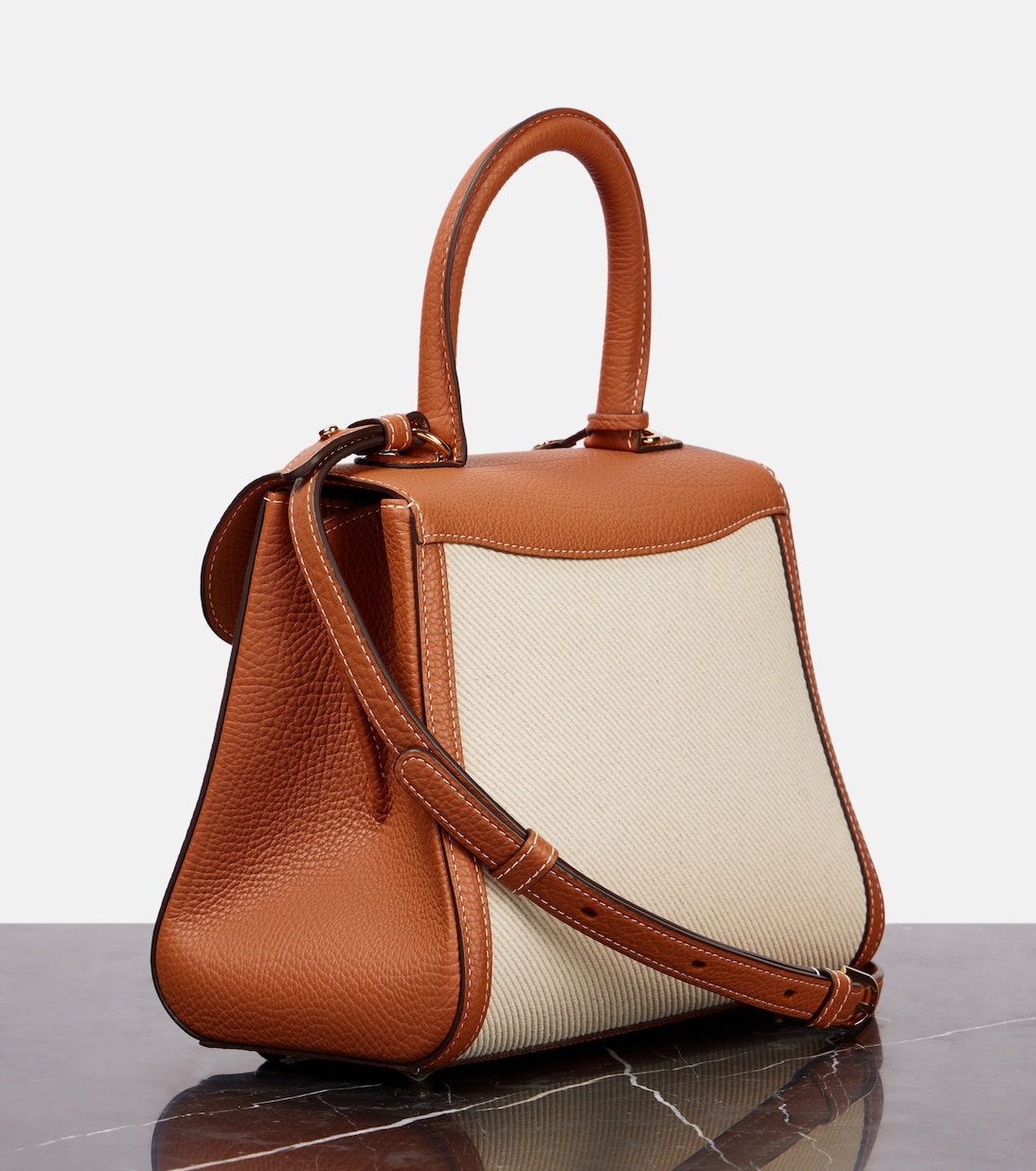 Tote Brillant PM aus Leder und Canvas | Delvaux