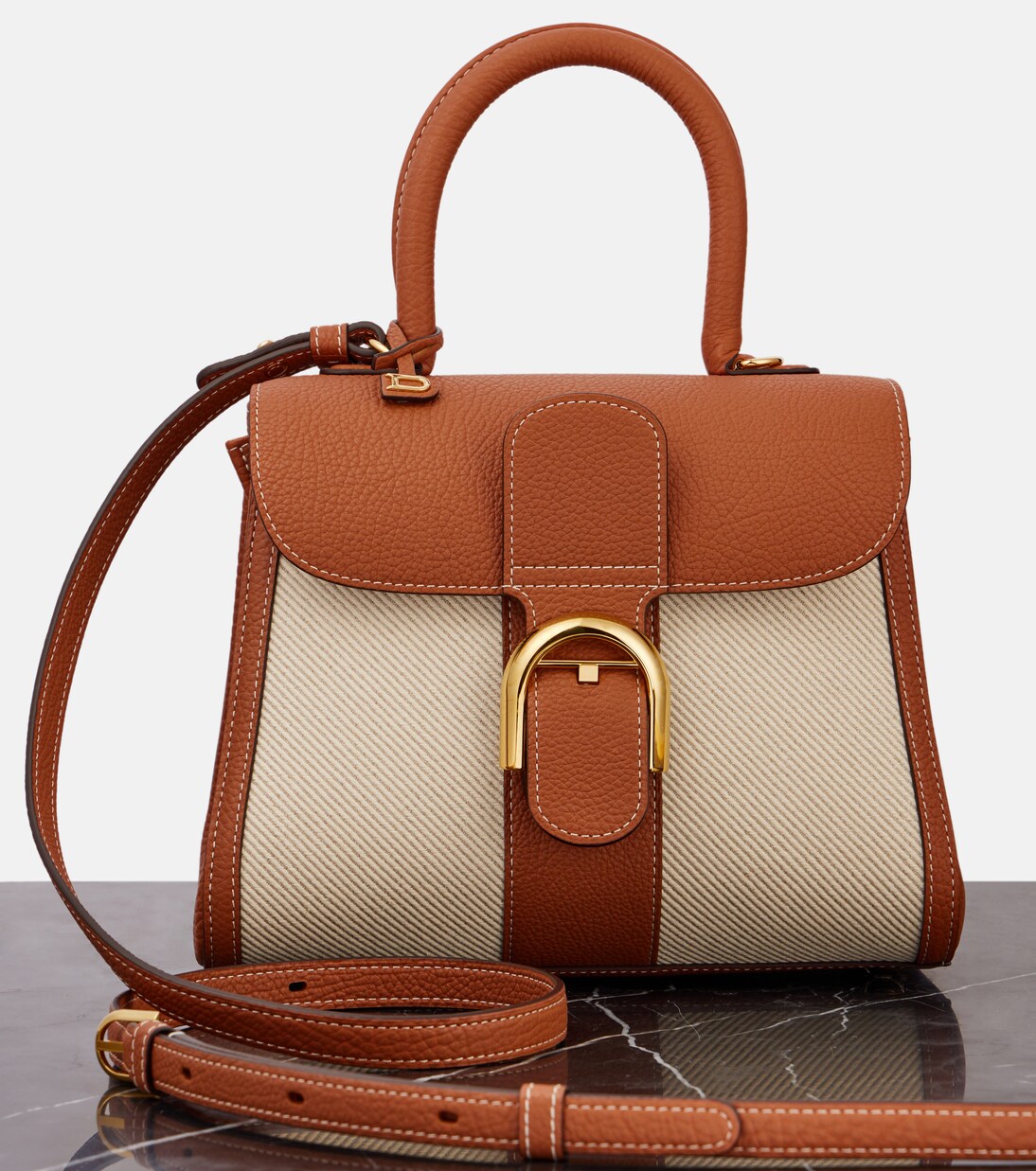 Tote Brillant PM aus Leder und Canvas | Delvaux