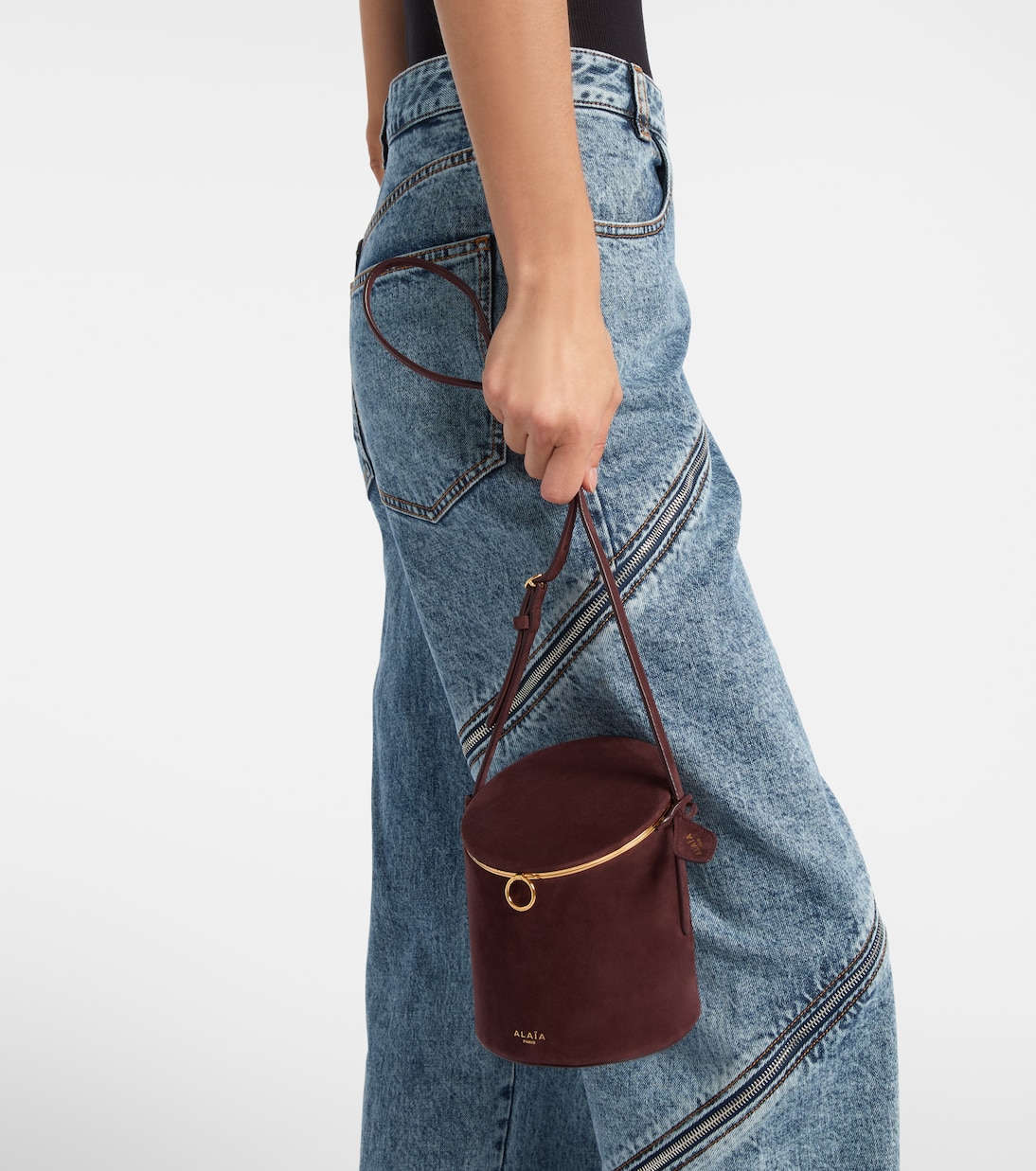 La Canette Small suede bucket bag | Alaïa