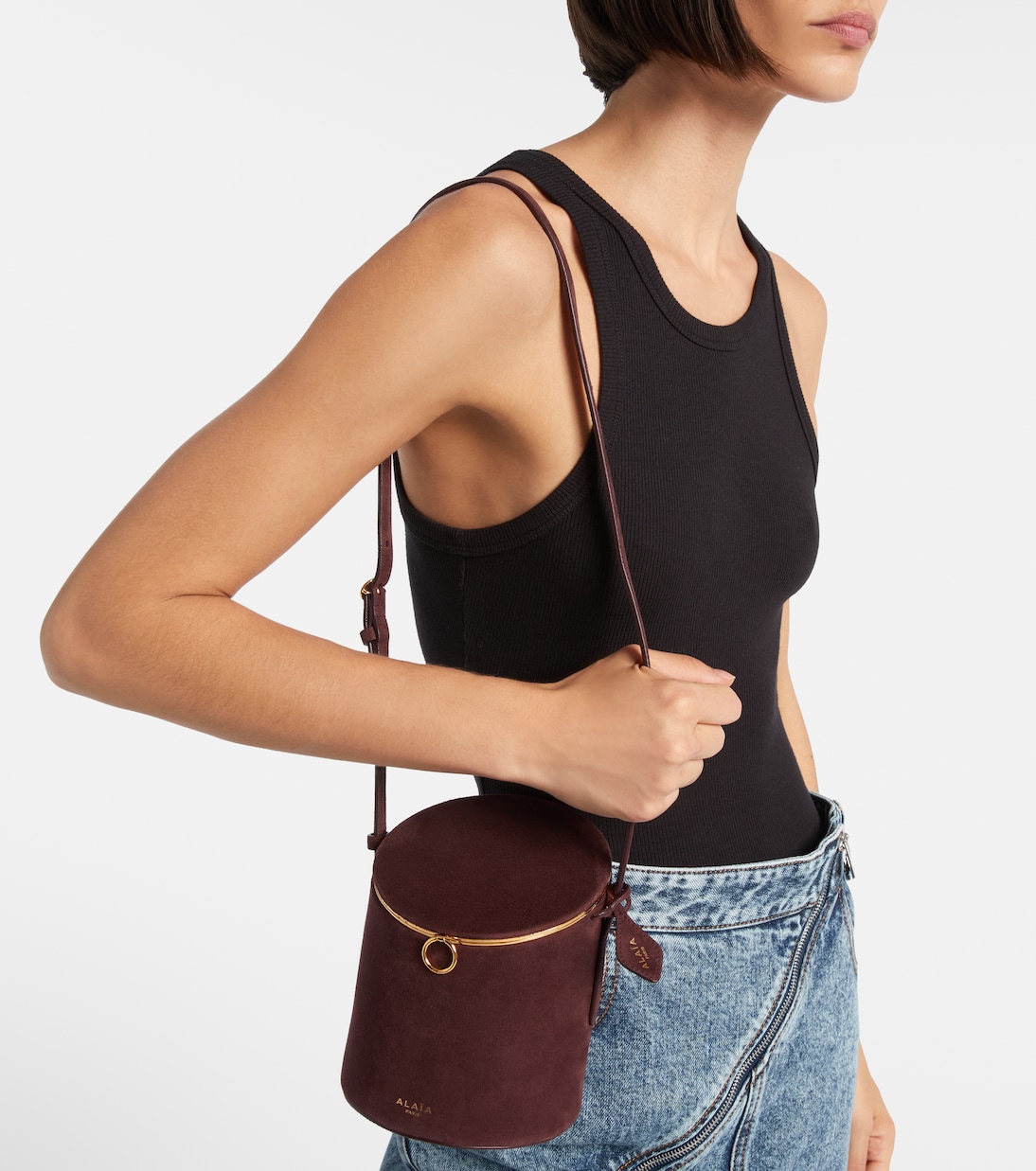 La Canette Small suede bucket bag | Alaïa
