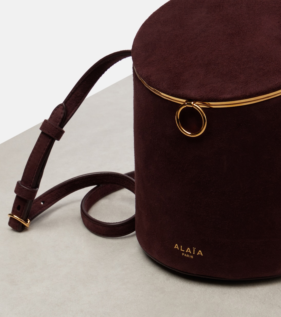 La Canette Small suede bucket bag | Alaïa