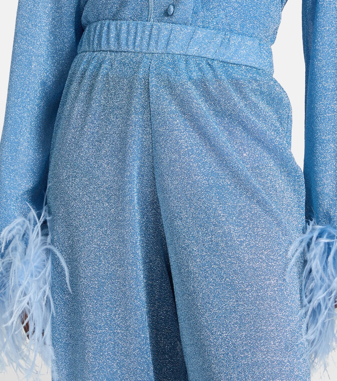 Lumière feather-trimmed wide-leg pants | Oséree