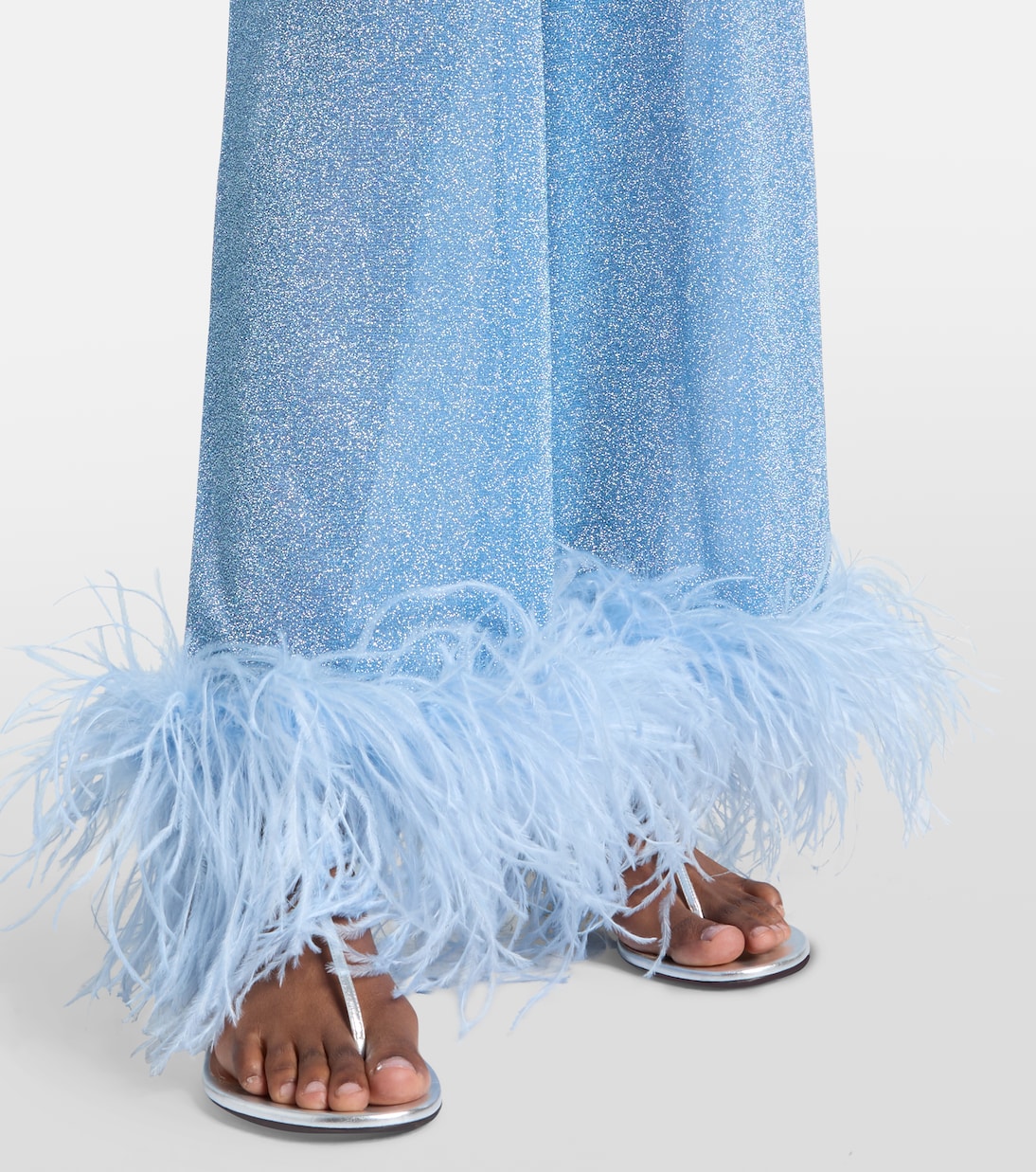 Lumière feather-trimmed wide-leg pants | Oséree