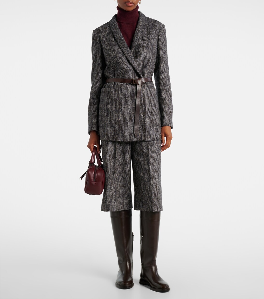 Herringbone Monili wool-blend tweed blazer  | Brunello Cucinelli