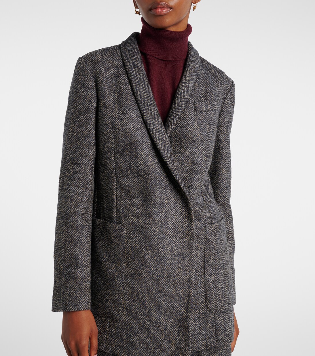 Herringbone Monili wool-blend tweed blazer  | Brunello Cucinelli