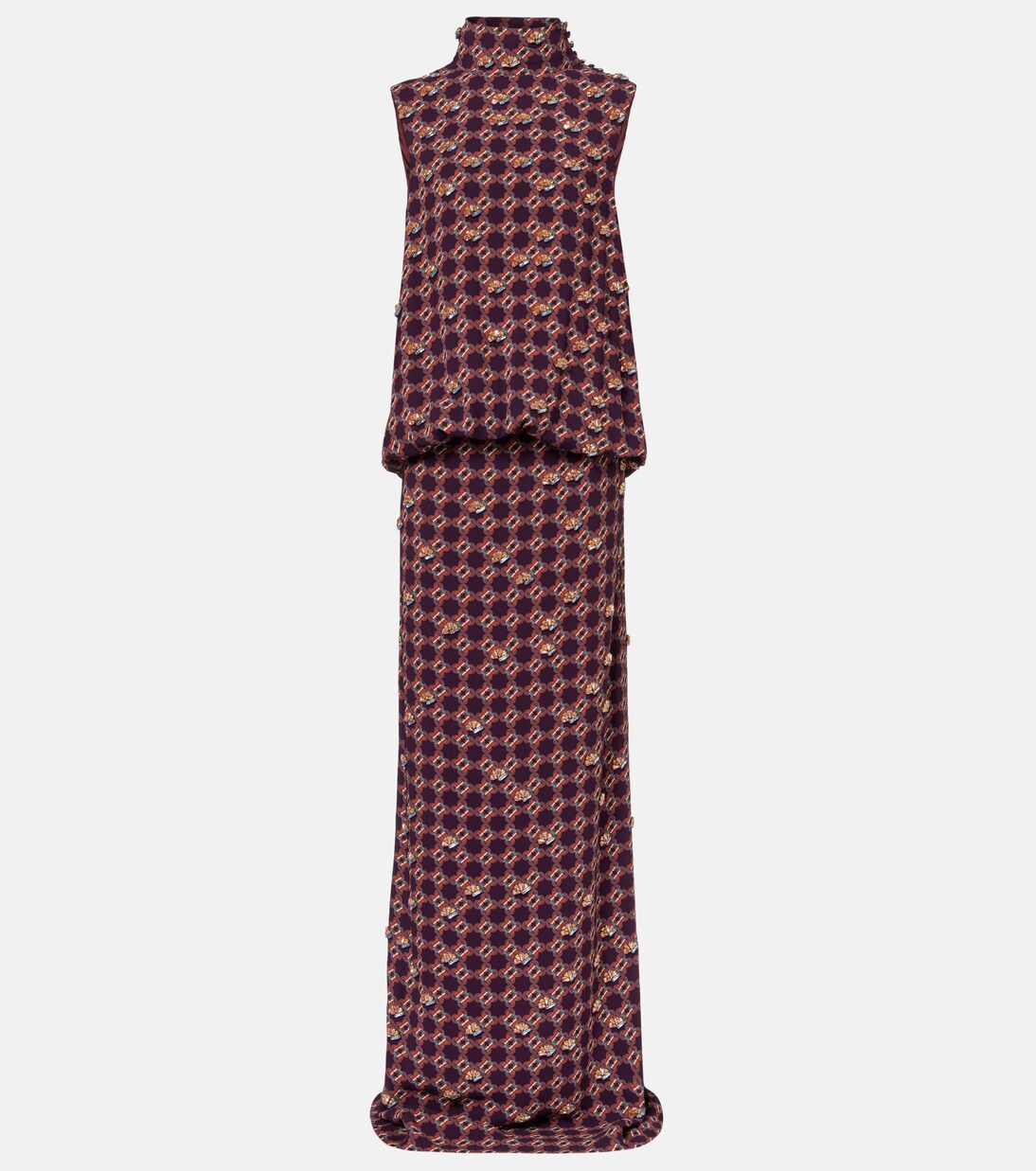 Embellished printed crêpe gown | Dries Van Noten