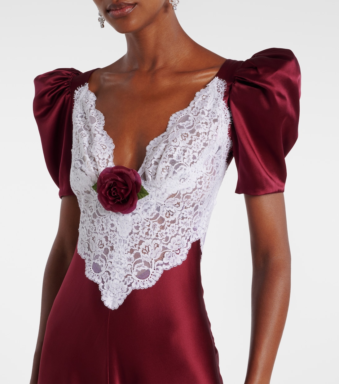 Floral-appliqué lace-trimmed silk gown | Rodarte