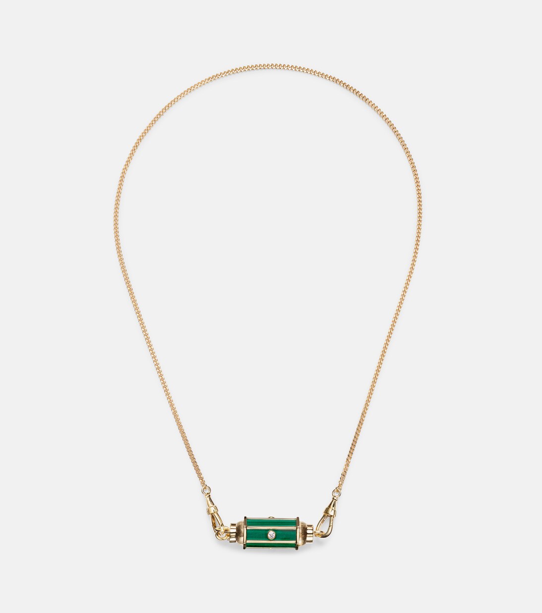 Baby Locket 18kt gold pendant necklace with malachite and diamonds | Marie Lichtenberg