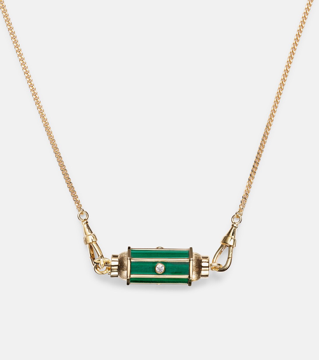 Baby Locket 18kt gold pendant necklace with malachite and diamonds | Marie Lichtenberg