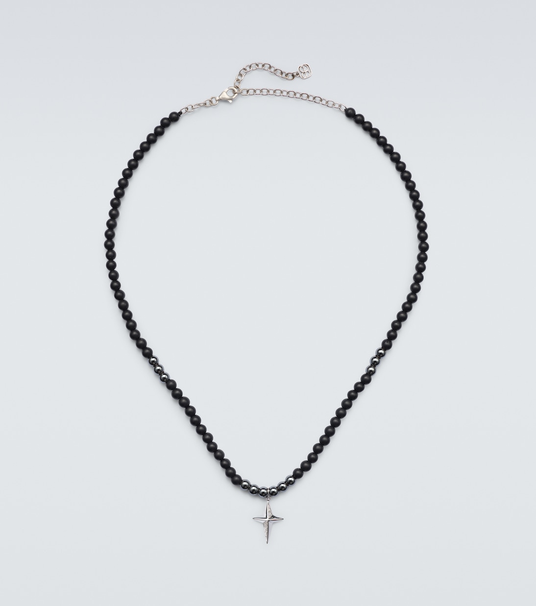 Star 14kt white gold beaded necklace with diamonds | Sydney Evan