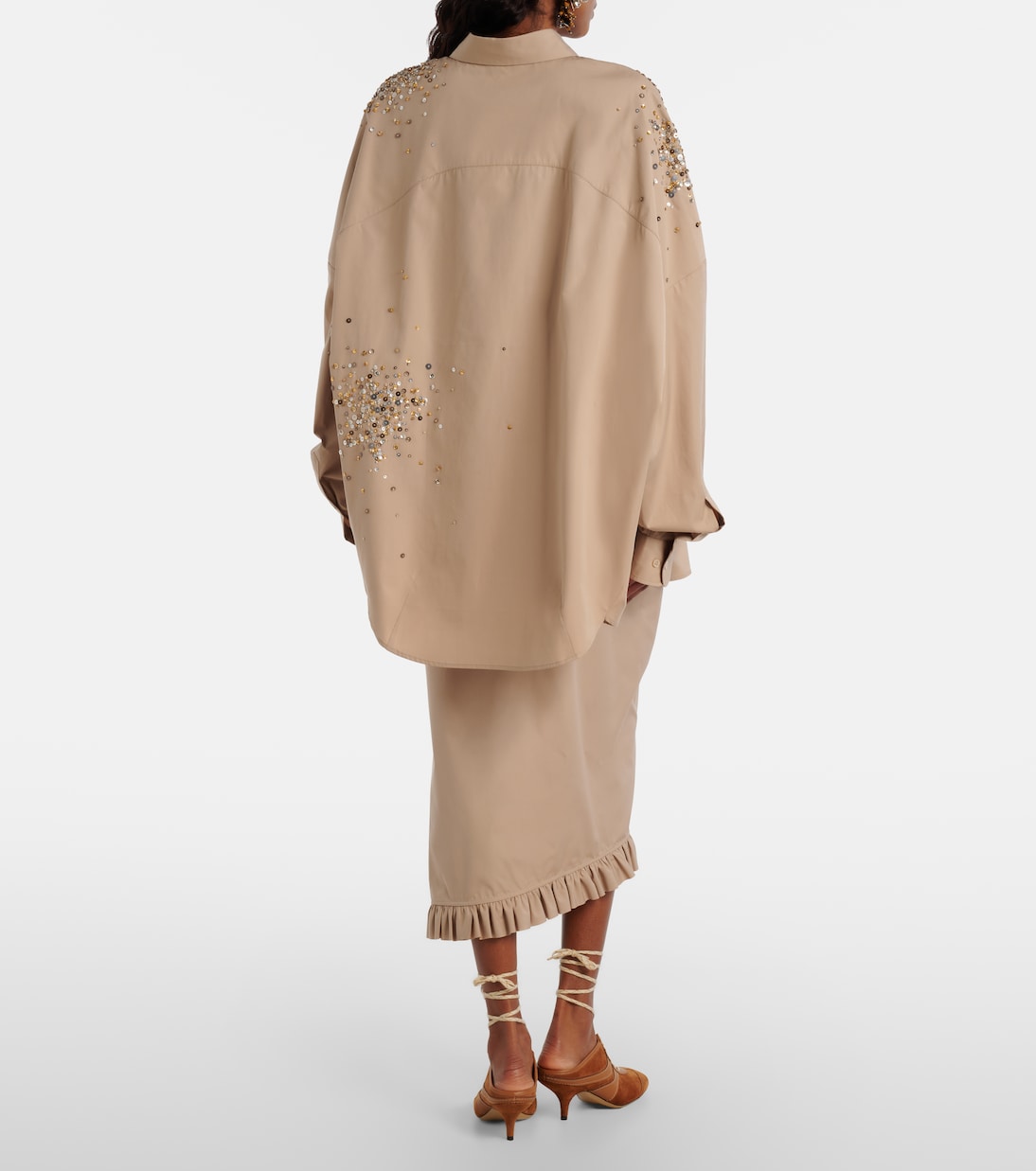 Ruffled draped midi skirt | Dries Van Noten