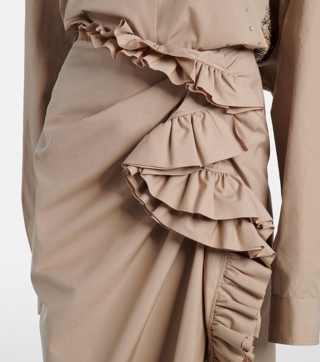 Ruffled draped midi skirt | Dries Van Noten