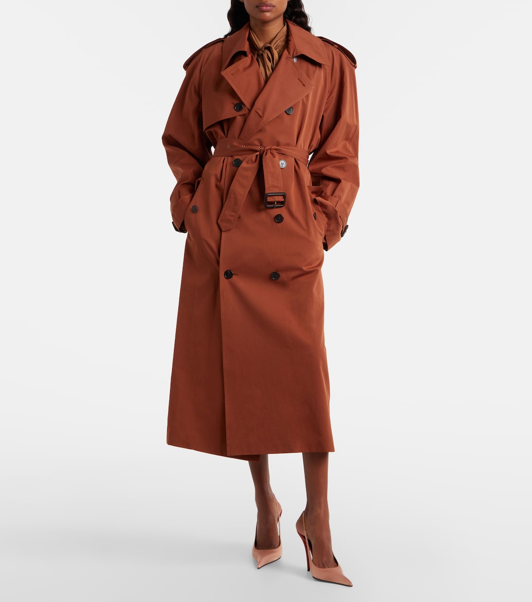 Trench-coat oversize en coton et soie | Saint Laurent