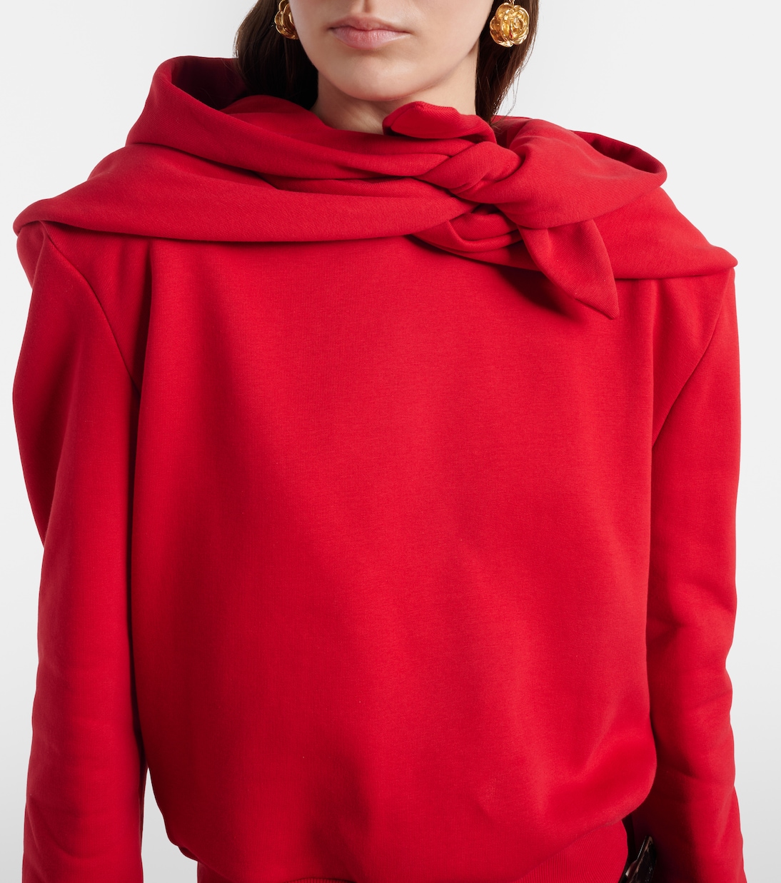 Scarf-detail cotton-blend hoodie | Magda Butrym