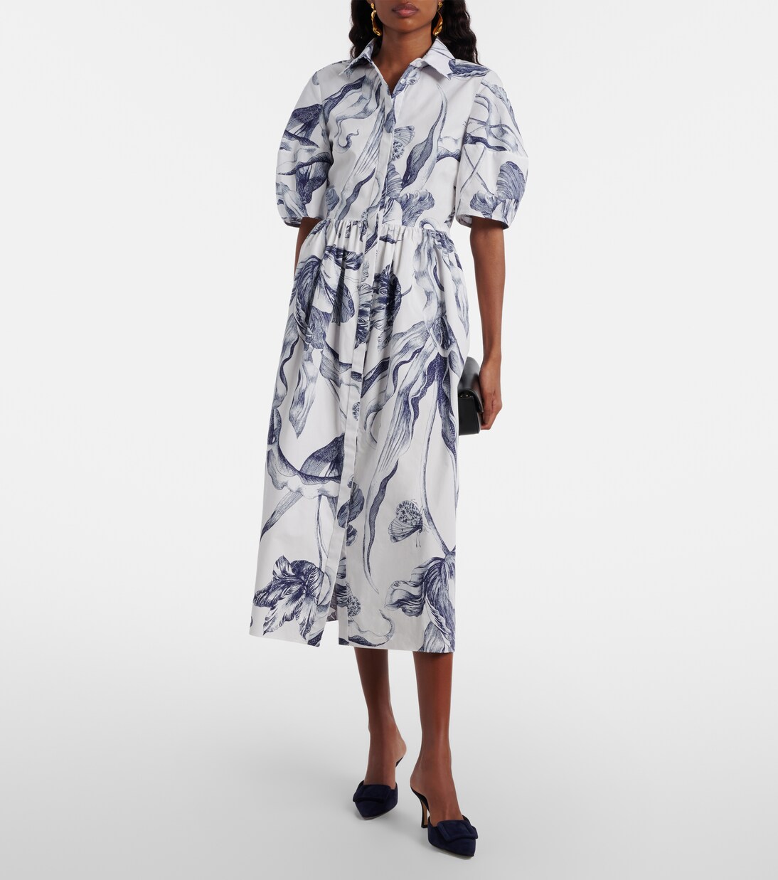 Floral cotton poplin shirt dress | Erdem