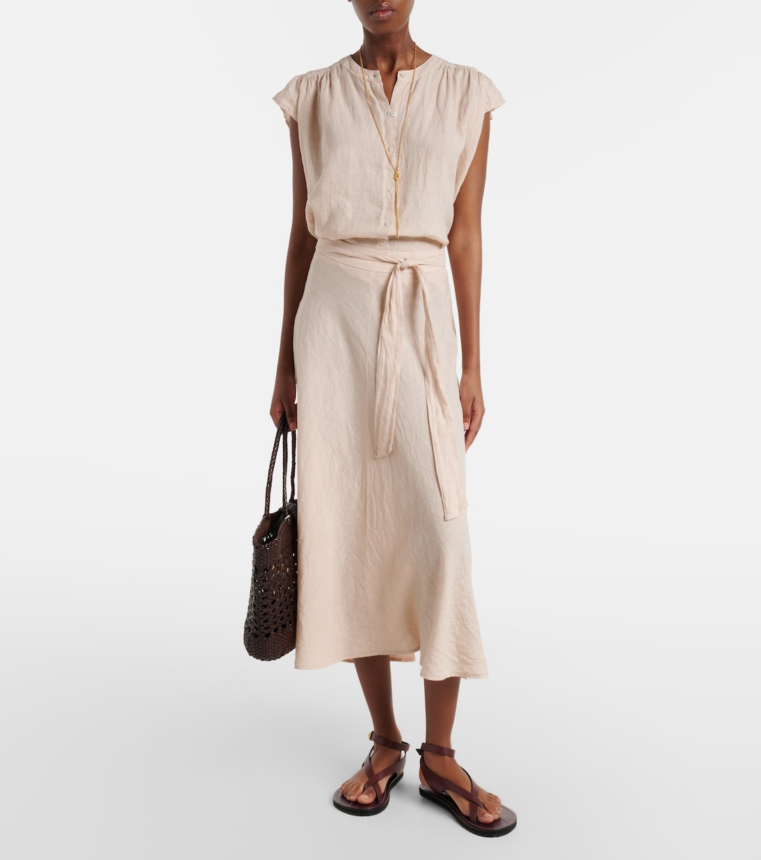 Falda midi Malina de lino | Velvet