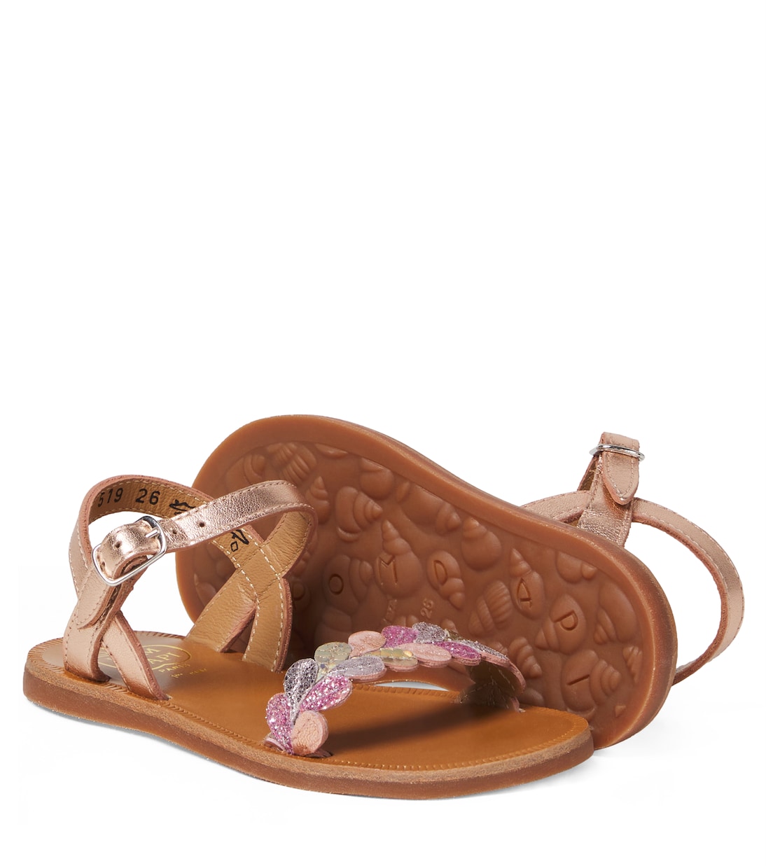 Plagette Ferns glitter leather sandals | Pom d'Api