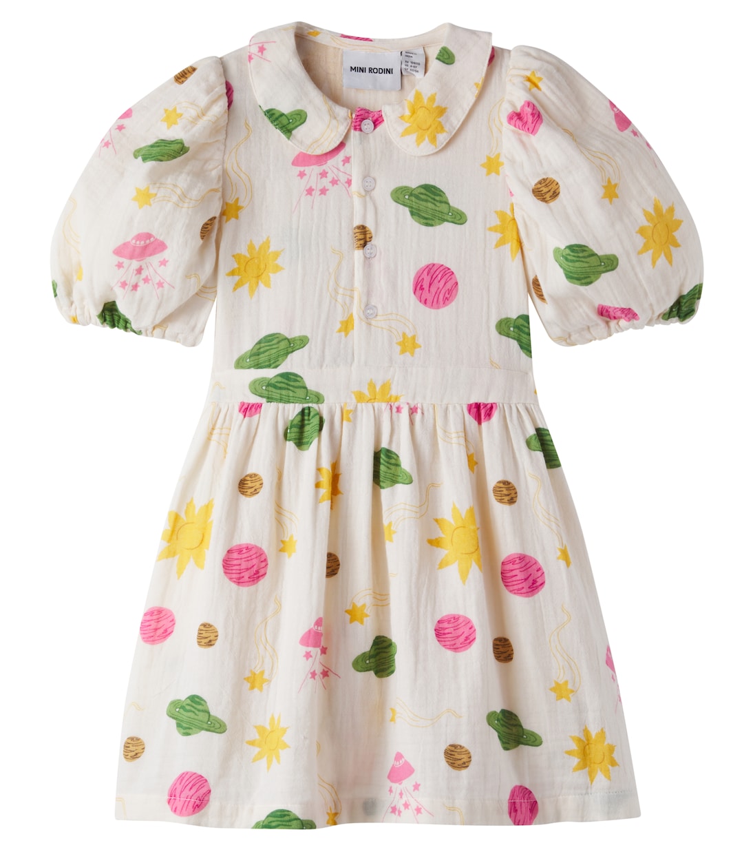 Space printed cotton muslin dress | Mini Rodini