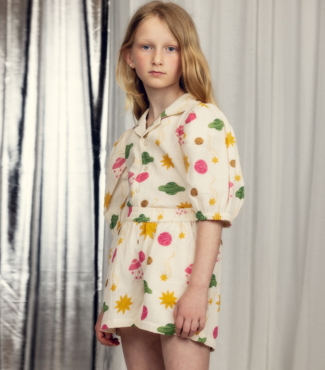 Robe Space imprimée en mousseline de coton | Mini Rodini