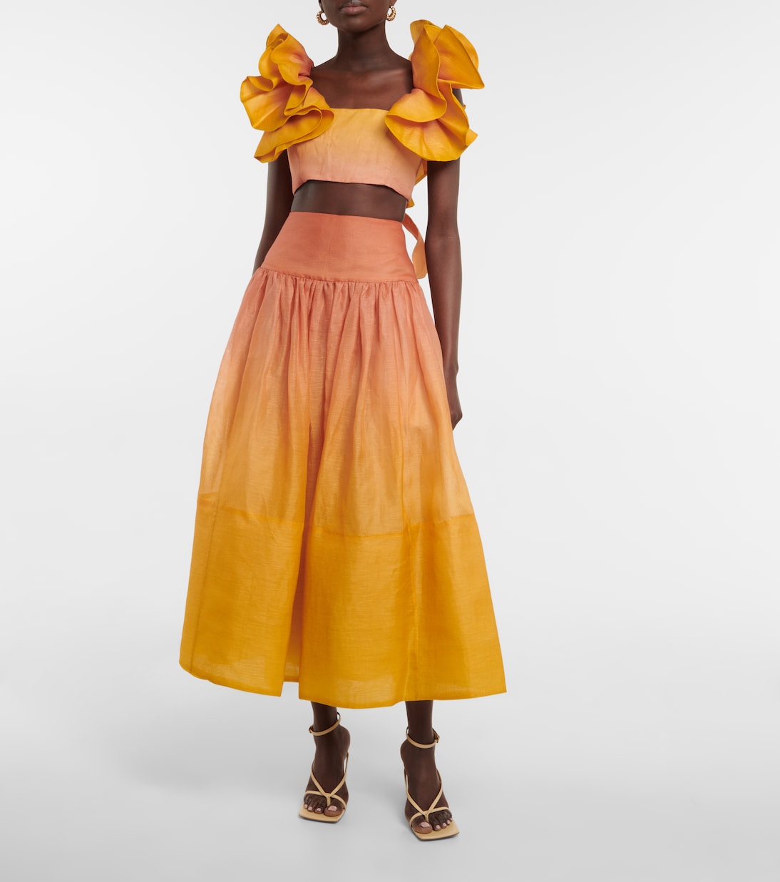 Falda midi Postcard de organza | Zimmermann
