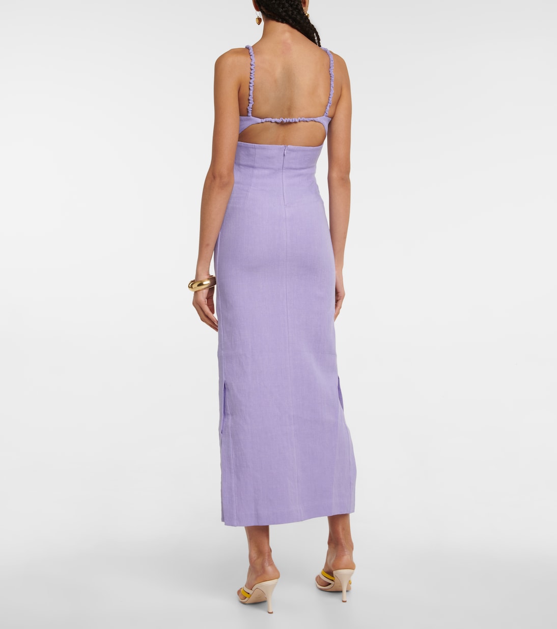 Ruched cutout linen midi dress | Christopher Esber