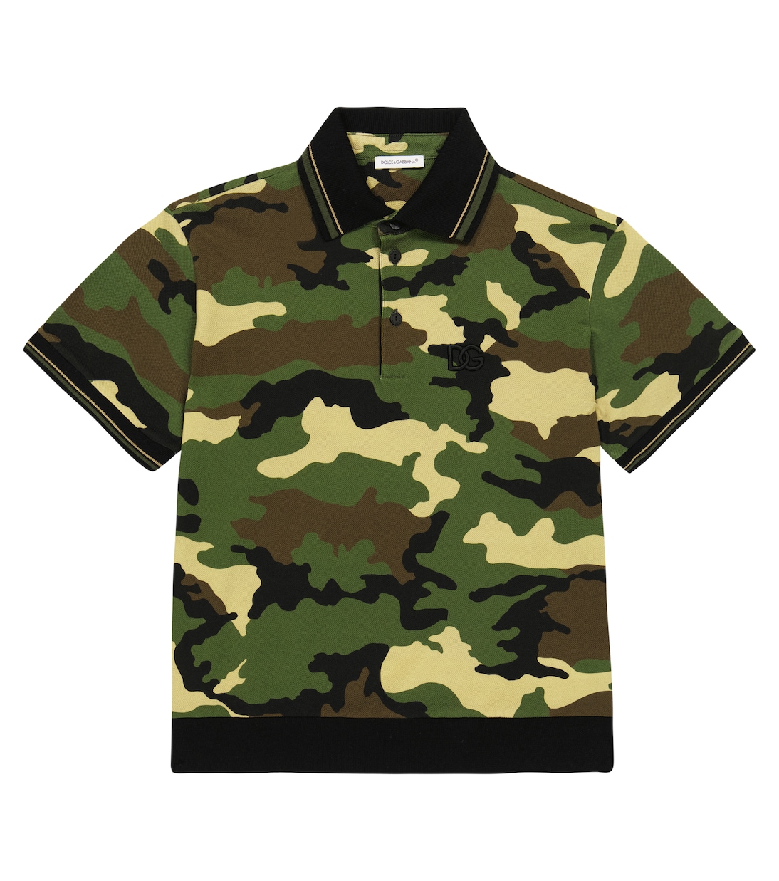 Camouflage cotton piqué polo T-shirt | Dolce&Gabbana Kids