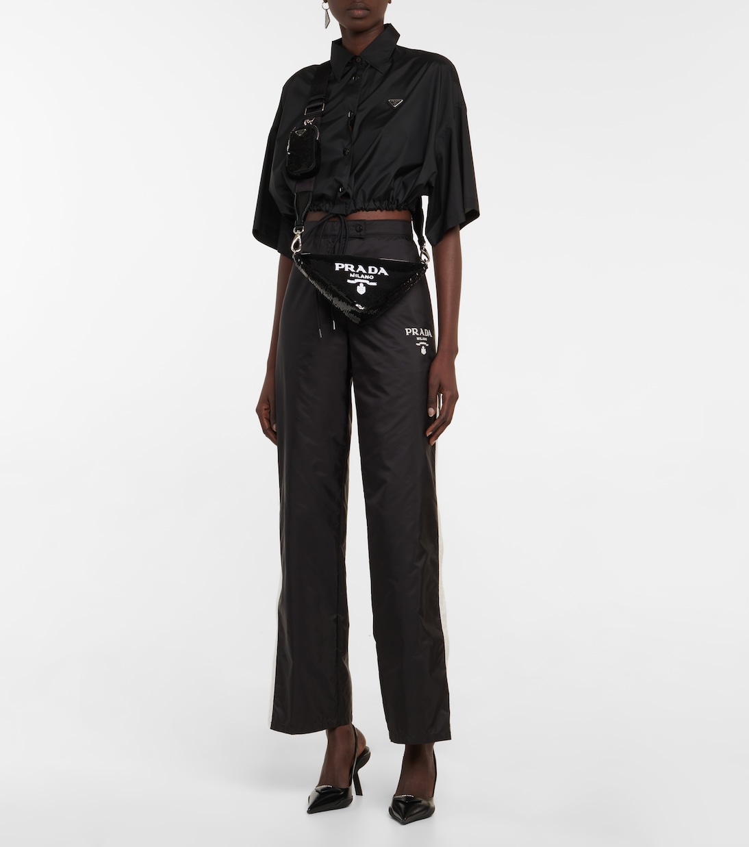 Triangle sequin shoulder bag | Prada