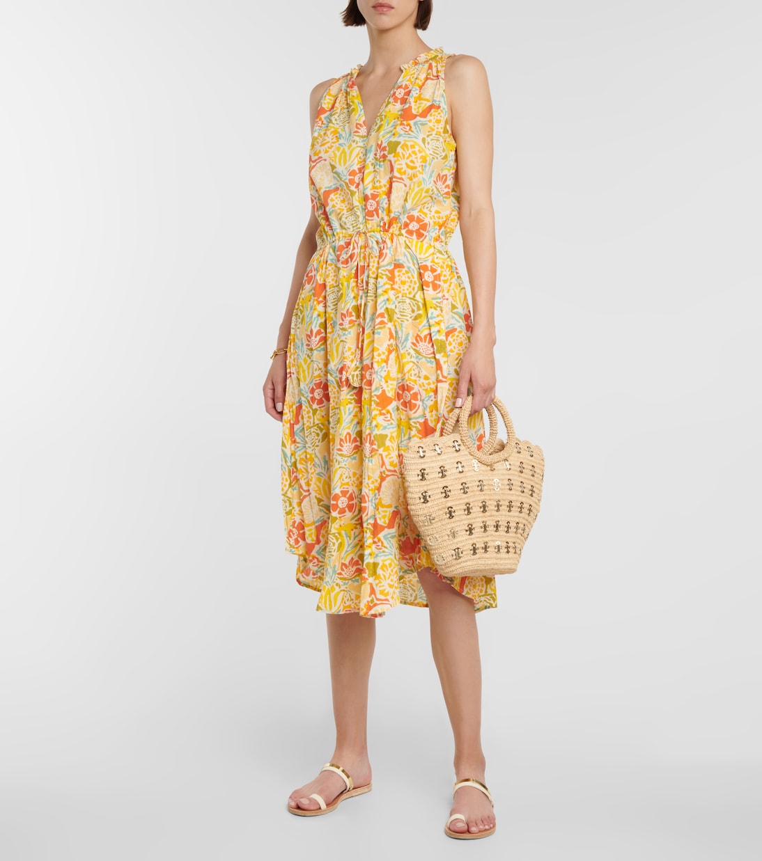 Abito midi Ramona in cotone con stampa | Velvet