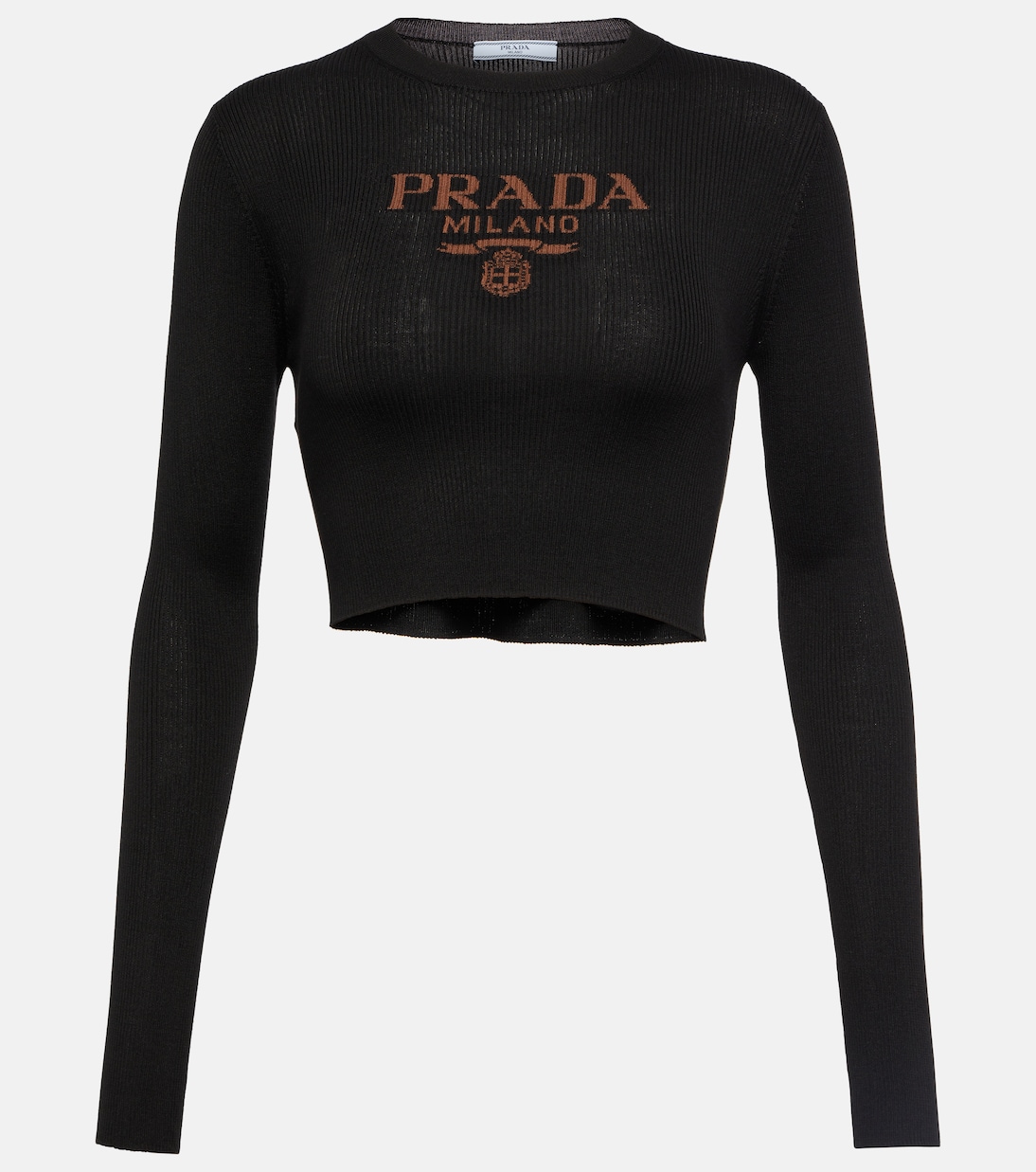 Top de Seda con Costillas y Logo Prada para Jóvenes