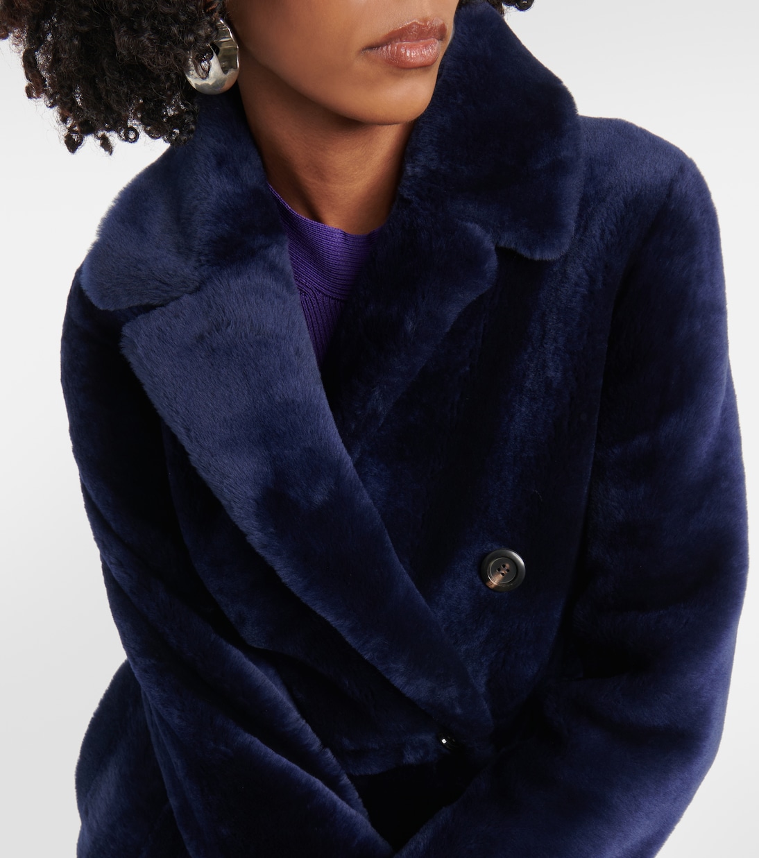 Cappotto doppiopetto in shearling | Blancha