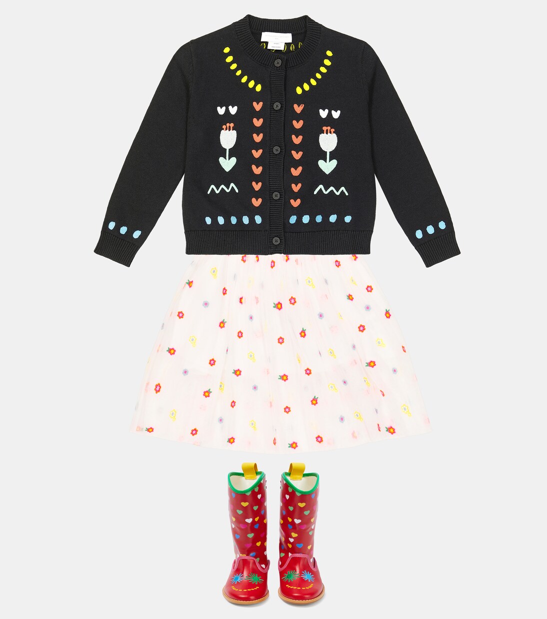 Cardigan brodé en coton et laine | Stella McCartney Kids