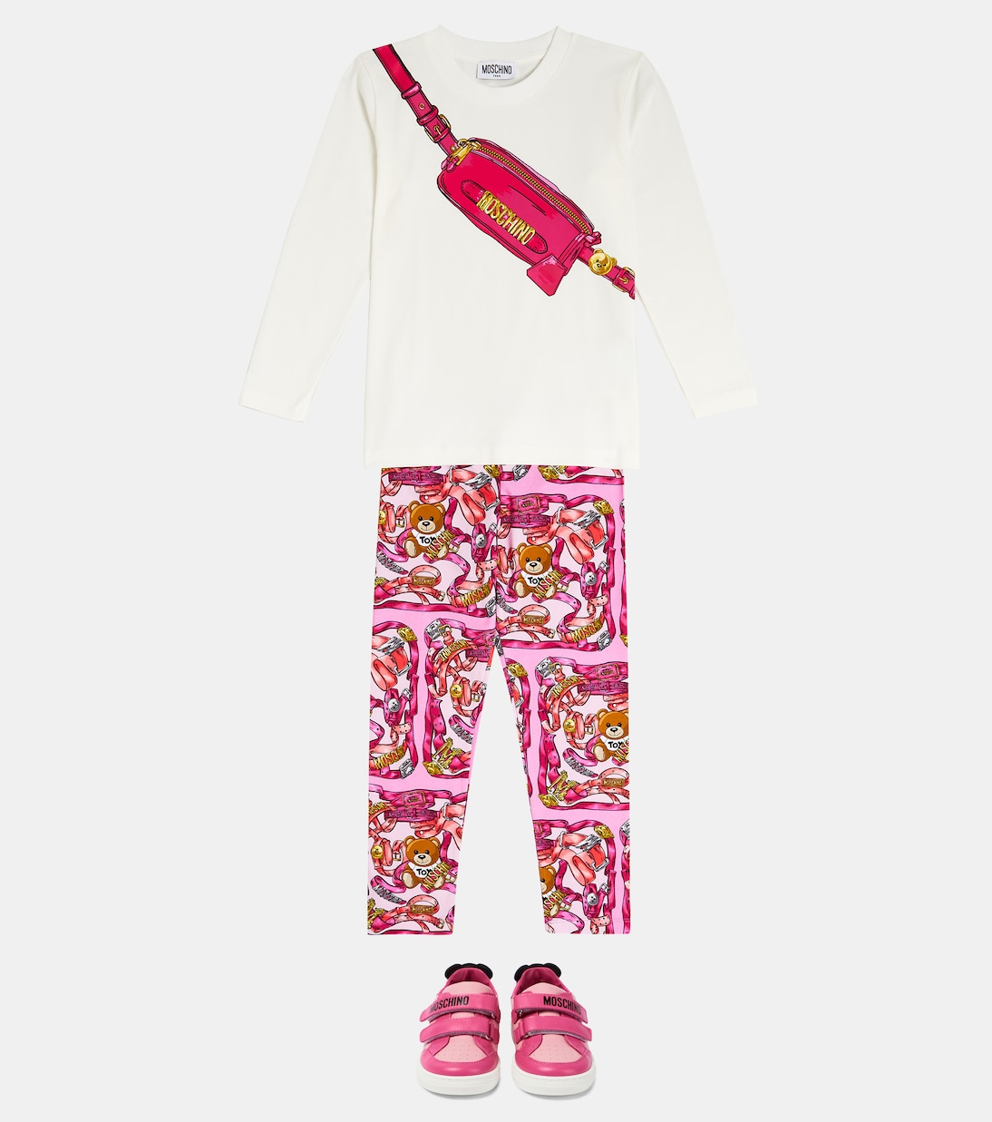 Printed cotton-blend top and leggings set | Moschino Kids